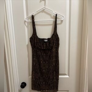 Urban Outfitters UO Anya Mesh Mini Dress in Snake Skin Print Size Large